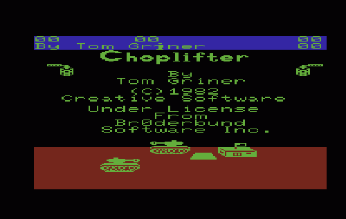 Choplifter title screen for Vic-20